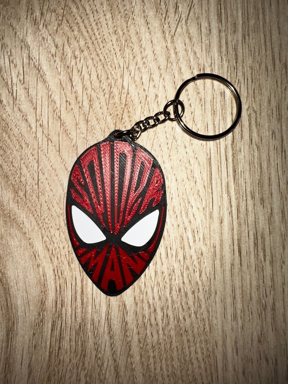 Red and Black Web Hero Mask Keychain – 3D Printed Comic Mask Key Ring